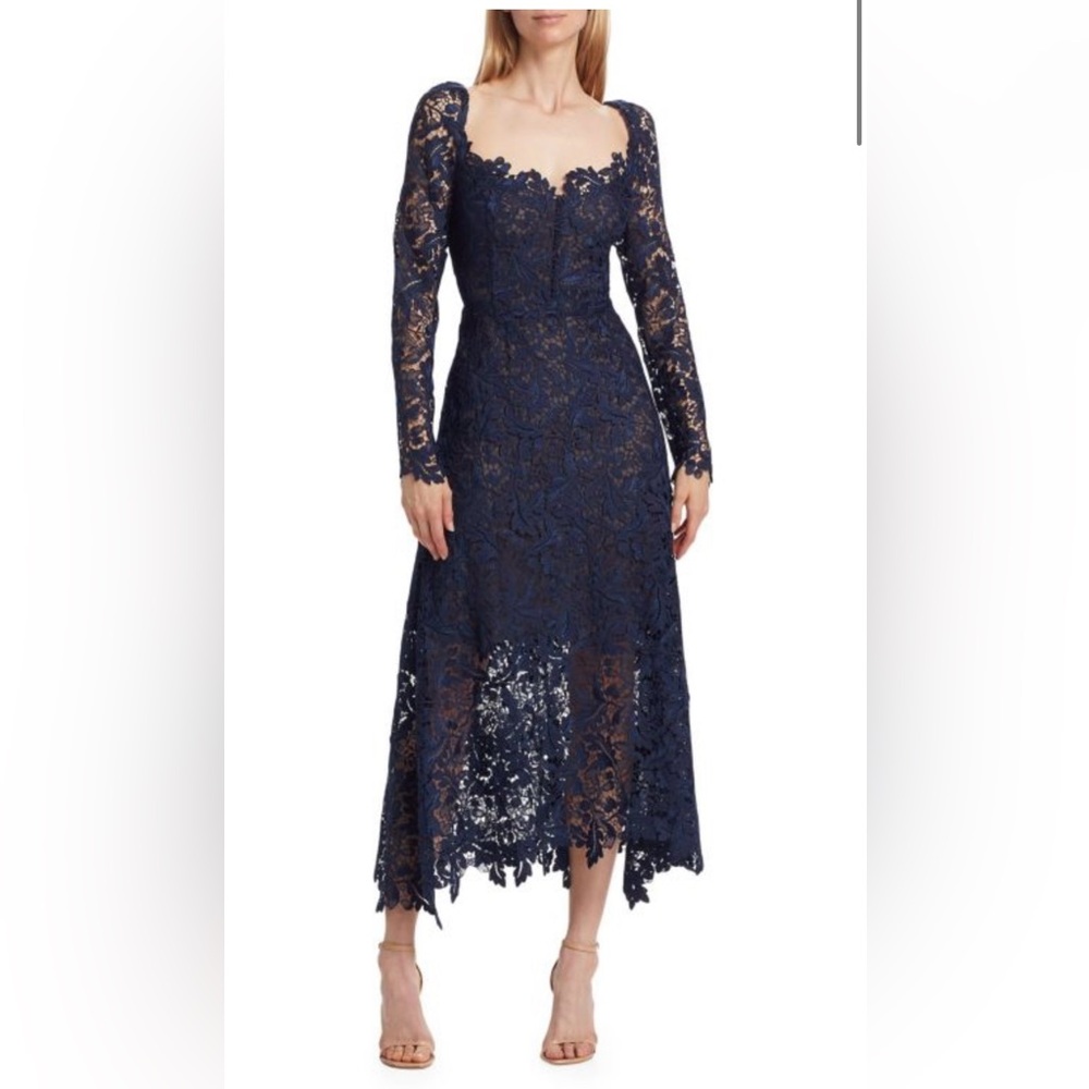 Oscar de la Renta Midnight Blue Lace Dress